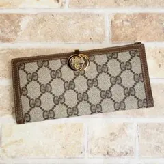 デットストック オールドグッチ ☆ GG柄 PVC 長財布 伊製 ヴィンテージ