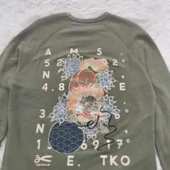 レア✨️　デンハム　トレーナー　S　獅子　刺繍　お洒落　かっこいい　カーキ