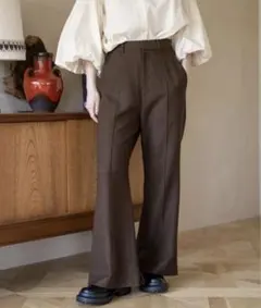 【新品タグ付】LOWRYSFARM ラナテックフレアパンツ ブラウン　Mサイズ