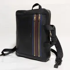 ✨美品✨ポールスミス リュック 2way ブラック レザー ストライプ