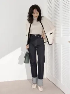 anuans ロールアップデザインデニムパンツ　サイズ１