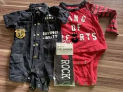 つ*読様 GAP赤ストライプ&黒前空きロゴ　ロンパース レッグウォーマーROCK