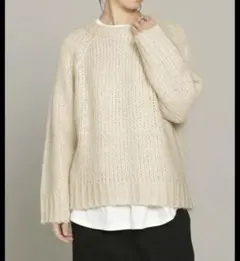 【nano universe】ウール混ストレッチチャンキーニットプルオーバー