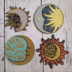4枚set★ 月 太陽 アイロン ワッペン