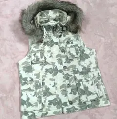 ☆ROXY☆ロキシー☆迷彩☆ハイビスカス☆ファーベスト☆平成☆90年代☆サーフ☆