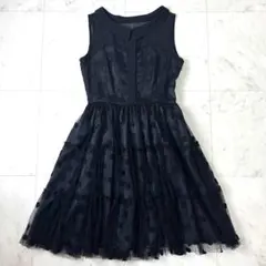 近年美品✨グレースクラス 総レース ロングフレアワンピース ブラック