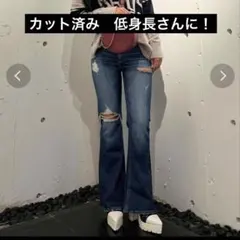 GYDA ミドルウエストSIDE RIPPEDフレアデニムパンツ XSのサムネイル