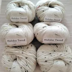 13 ホリデーツイード　色番1 ユザワヤ　 6玉セット　ネップ毛糸　メリノウール