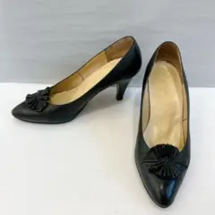 Golden Shoes 黒レザー ポインテッドトゥ パンプス 24cm