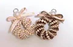 カップル　キーホルダー　リボンレイ