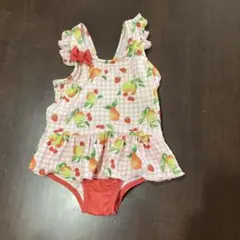 ベビー水着 女の子 90cm フルーツ柄 フリル