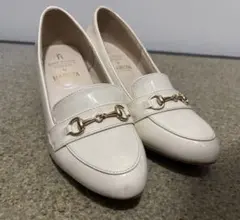 HARUTA ホワイト ローファー ゴールドチェーン