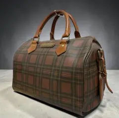 POLO RALPHLAUREN チェック柄 レザー ミニボストン レッド