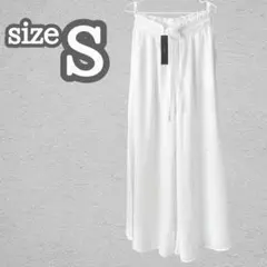 ホワイトパンツ 白 ワイド ハイウエスト 韓国 夏コーデ Ｓ 脚長 ガウチョ