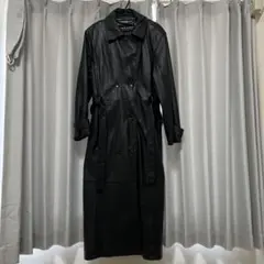 ブラックレザーロングコート ダブル レザージャケット