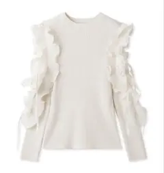 プリーツフリルドッキングニットプルオーバー ホワイト snidel アイボリー