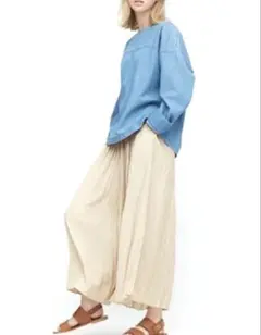 【ユニクロ/UNIQLO】ワッシャーサテンスカートパンツ brown Sのサムネイル
