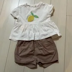 レモン刺繍付きトップスとショートパンツセット　95cm SM2
