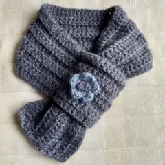 ミニマフラー　花付き　ハンドメイド