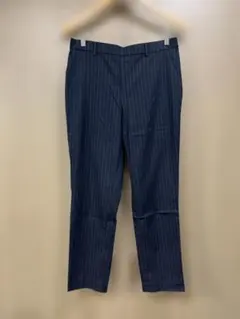 【UNIQLO】ネイビー ストライプスラックス（L）きれいめオフィス