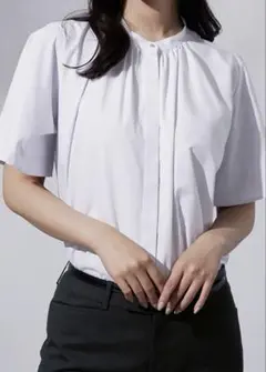 洋服の青山 2WAY夏ブラウス 半袖 ライトラベンダー M タグ付きのサムネイル