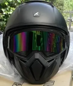 黒と緑 バイクヘルメット フルフェイス システムヘルメット ダブル