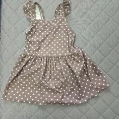 水着(女の子) 薄ピンク 水玉模様 フリル付き130cm