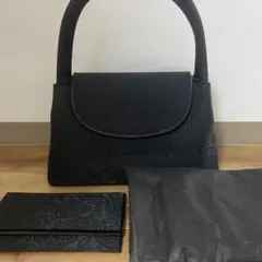 新品 岩佐 博多織 高級 刺繍 フォーマル 冠婚葬祭 日本製 黒 ハンドバッグ