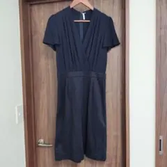 ☆美品☆Paul Stuart ☆ ネイビー M 半袖ひざ丈ワンピース