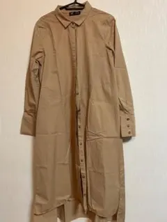 [ZARA] 　ロングシャツ　シャツワンピース　オーバーサイズ　ベージュ　M