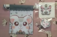 ハム太郎　こうしくん　セリア　ダイソー　巾着　ヘアクリップ　ラバーキーホルダー