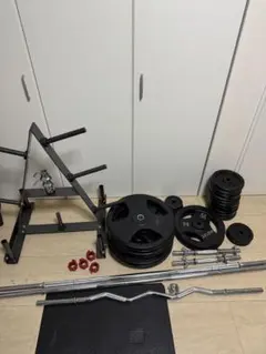 筋トレ一式 steady製バーベル160kg、パワーラック(ハーフラック)セット