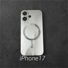 マグセーフ　iPhone17 スマホケース　シルバー　シリコンカバー　レンズ保護
