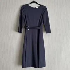 UNTITLED(アンタイトル) ネイビー ベルト付き ワンピース
