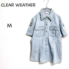 クリアウェザー 半袖デニムシャツ M ライトブルー　袖2wayのサムネイル