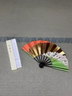 扇子舞扇子 金山桜朱/若草 箱付き