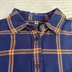 UNIQLO 長袖チェックシャツ Lサイズ ネイビー・オレンジ