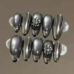 No.8 ネイルチップ　サイズオーダー　y2k クロムハーツ　シルバー　ミラー