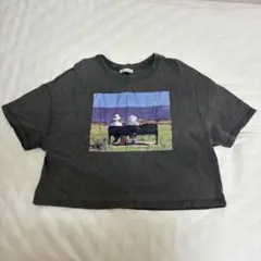 カップルイラスト クロップドTシャツ ダークグレー