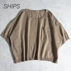 シップス/ウール100/クルーネックドルマンスリーブトップス/胸ポケット/フリーのサムネイル