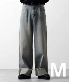 CLEL ヴィンテージデザイン ロールアップデニムパンツ ベージュ M