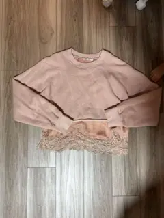 ZARA 2026 レースレイヤード スウェット ピンク L
