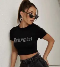 SHEIN セクシーラインストーンクロップド丈 ミニボディコントップス