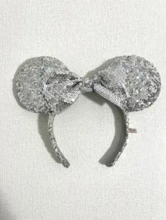 美品 ディズニー ミニー カチューシャ スパンコール シルバー