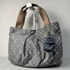 良品✨russet ハンドバッグ ナイロン グレー ホック レザー