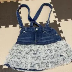 【チャビーギャング】デニム 白フリルスカート130cm CHUBBY GANG