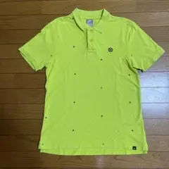 【NIKE】風車ロゴ　半袖ポロシャツ　星柄　蛍光イエロー　ネオンカラー　L