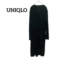 ユニクロ/UNIQLO ロングカーディガン シンプル Ｖネック 黒 Mサイズ