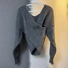 《！2月中に消します！》Cherimi グレー Vネック クロスオーバーセーター