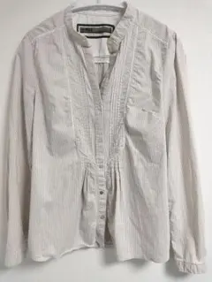 ZARA BASIC ホワイトストライプ 長袖シャツ